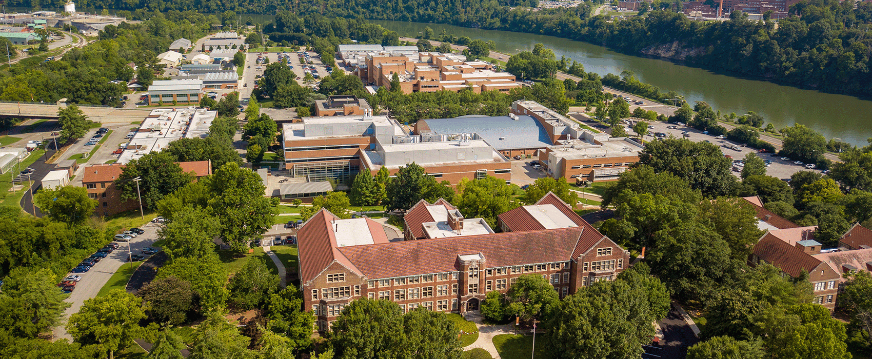 Aerial footage of the Herbert College of Agriculture campus on a sunny day.