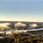 Aerial view of the Tennessee River from South Pittsburgh, Tennessee.