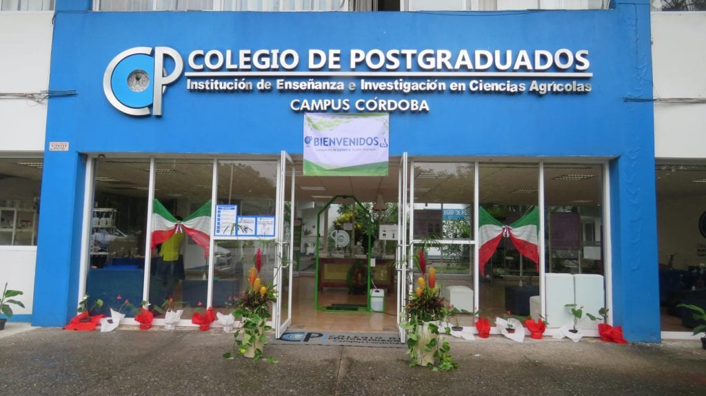 The main entrance of the Colegio de Postgraduados (ColPos) Campus Córdoba in Amatlán de los Reyes, Veracruz, Mexico