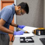 Sophomore computer science student Koushik Sanjay Saravana Kumar conducting research for Sathish Samiappan’s lab.